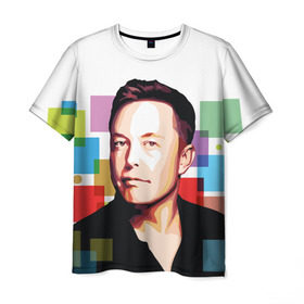 Мужская футболка 3D с принтом Илон Маск в Белгороде, 100% полиэфир | прямой крой, круглый вырез горловины, длина до линии бедер | elon musk | тесла