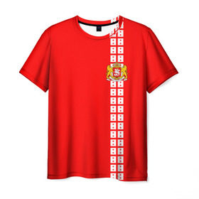 Мужская футболка 3D с принтом Грузия, лента с гербом в Белгороде, 100% полиэфир | прямой крой, круглый вырез горловины, длина до линии бедер | ge | geo | georgia  | батуми | грузия | картли | кутаиси | сакартвело | тбилиси