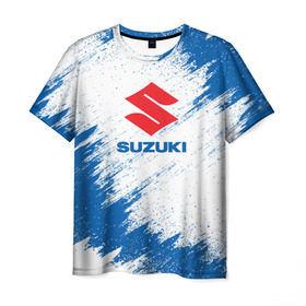 Мужская футболка 3D с принтом Suzuki в Белгороде, 100% полиэфир | прямой крой, круглый вырез горловины, длина до линии бедер | Тематика изображения на принте: auto | car | race | suzuki | авто | гонки | краска | краски | марка | машина | сузуки