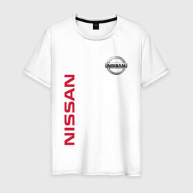 Мужская футболка хлопок с принтом Nissan в Белгороде, 100% хлопок | прямой крой, круглый вырез горловины, длина до линии бедер, слегка спущенное плечо. | motor | nissan | авто | лого | машина | ниссан | тачка