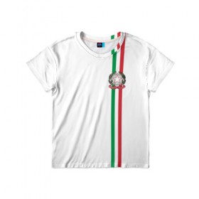 Детская футболка 3D с принтом Италия, лента с гербом в Белгороде, 100% гипоаллергенный полиэфир | прямой крой, круглый вырез горловины, длина до линии бедер, чуть спущенное плечо, ткань немного тянется | Тематика изображения на принте: 