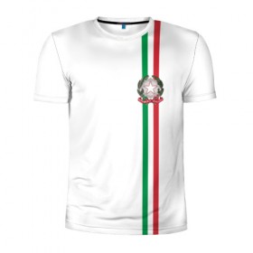 Мужская футболка 3D спортивная с принтом Италия, лента с гербом в Белгороде, 100% полиэстер с улучшенными характеристиками | приталенный силуэт, круглая горловина, широкие плечи, сужается к линии бедра | 