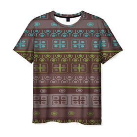 Мужская футболка 3D с принтом Aztec symbol в Белгороде, 100% полиэфир | прямой крой, круглый вырез горловины, длина до линии бедер | geometry | pattern | symbol | world | геометрия | народный | орнамент | символы | узор | этника | этнический