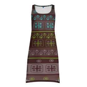 Платье-майка 3D с принтом Aztec symbol в Белгороде, 100% полиэстер | полуприлегающий силуэт, широкие бретели, круглый вырез горловины, удлиненный подол сзади. | geometry | pattern | symbol | world | геометрия | народный | орнамент | символы | узор | этника | этнический