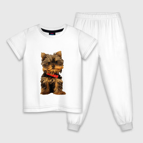 Детская пижама хлопок с принтом Нарисованный йорк в Белгороде, 100% хлопок |  брюки и футболка прямого кроя, без карманов, на брюках мягкая резинка на поясе и по низу штанин
 | Тематика изображения на принте: йорк | йоркширский терьер | нарисованная собака | собаки