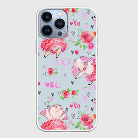 Чехол для iPhone 13 Pro Max с принтом Свинки балеринки в Белгороде,  |  | ballerina | ballet | dance | dancer | heart | hearts | pig | piget | pink | rose | roses | балерина | балет | поросенок | пуанты | розовый | розы | свинка | танцовщица | танцы | цветы