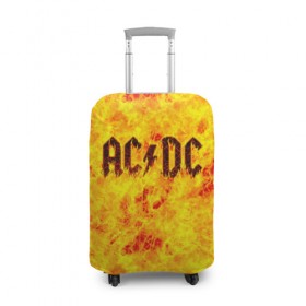 Чехол для чемодана 3D с принтом AC/DC Hell-Fire в Белгороде, 86% полиэфир, 14% спандекс | двустороннее нанесение принта, прорези для ручек и колес | ac dc | acdc | fire | hard rock | rock | асдс | рок | эй си ди си