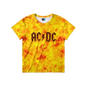 Детская футболка 3D с принтом AC/DC Hell-Fire в Белгороде, 100% гипоаллергенный полиэфир | прямой крой, круглый вырез горловины, длина до линии бедер, чуть спущенное плечо, ткань немного тянется | ac dc | acdc | fire | hard rock | rock | асдс | рок | эй си ди си
