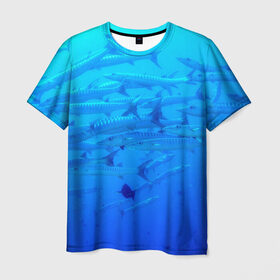 Мужская футболка 3D с принтом Морская фауна в Белгороде, 100% полиэфир | прямой крой, круглый вырез горловины, длина до линии бедер | fish | fishes | pisces | море | морские обитатели | морской | океан | рыбы