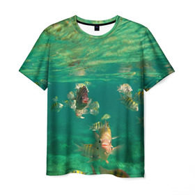 Мужская футболка 3D с принтом abyssal fishes в Белгороде, 100% полиэфир | прямой крой, круглый вырез горловины, длина до линии бедер | Тематика изображения на принте: fish | fishes | pisces | море | морские обитатели | морской | океан | рыбы