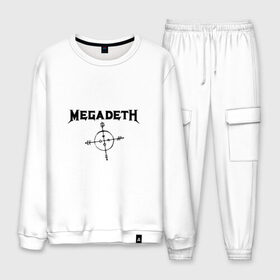 Мужской костюм хлопок с принтом Megadeth в Белгороде, 100% хлопок | на свитшоте круглая горловина, мягкая резинка по низу. Брюки заужены к низу, на них два вида карманов: два “обычных” по бокам и два объемных, с клапанами, расположенные ниже линии бедра. Брюки с мягкой трикотажной резинкой на поясе и по низу штанин. В поясе для дополнительного комфорта — широкие завязки | megadet | megadeth | группа | дирк вербурен | дэвид эллефсон | дэйв мастейн | кико лоурейро | мегадет | мегадетх | метал | рок | трэш | трэшметал | тяжелый | хард | хардрок | хеви | хевиметал