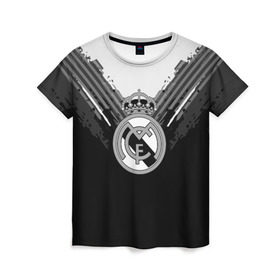 Женская футболка 3D с принтом Real Madrid abstract original в Белгороде, 100% полиэфир ( синтетическое хлопкоподобное полотно) | прямой крой, круглый вырез горловины, длина до линии бедер | football | soccer | реал мадрид