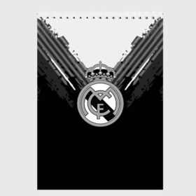 Скетчбук с принтом Real Madrid abstract original в Белгороде, 100% бумага
 | 48 листов, плотность листов — 100 г/м2, плотность картонной обложки — 250 г/м2. Листы скреплены сверху удобной пружинной спиралью | football | soccer | реал мадрид