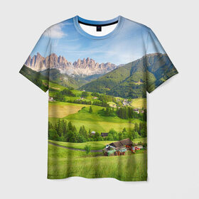 Мужская футболка 3D с принтом Альпы в Белгороде, 100% полиэфир | прямой крой, круглый вырез горловины, длина до линии бедер | австрия | альпы | германия | горный хребет | горы | италия | красота | лес | лихтенштейн | луг | пейзаж | природа | простор | раздолье | словения | франция | швейцария