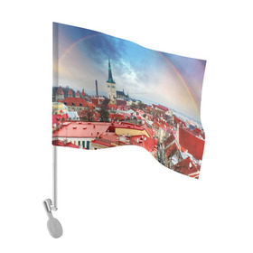Флаг для автомобиля с принтом Таллин (Эстония) в Белгороде, 100% полиэстер | Размер: 30*21 см | estonia | tallin | город | европа | путешествие | таллин | туризм | эстония