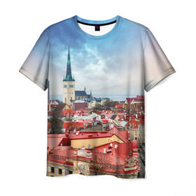 Мужская футболка 3D с принтом Таллин (Эстония) в Белгороде, 100% полиэфир | прямой крой, круглый вырез горловины, длина до линии бедер | estonia | tallin | город | европа | путешествие | таллин | туризм | эстония