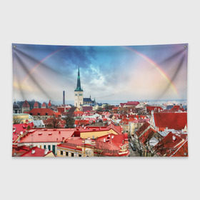 Флаг-баннер с принтом Таллин (Эстония) в Белгороде, 100% полиэстер | размер 67 х 109 см, плотность ткани — 95 г/м2; по краям флага есть четыре люверса для крепления | estonia | tallin | город | европа | путешествие | таллин | туризм | эстония