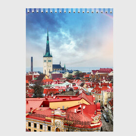 Скетчбук с принтом Таллин (Эстония) в Белгороде, 100% бумага
 | 48 листов, плотность листов — 100 г/м2, плотность картонной обложки — 250 г/м2. Листы скреплены сверху удобной пружинной спиралью | estonia | tallin | город | европа | путешествие | таллин | туризм | эстония