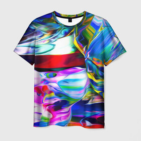 Мужская футболка 3D с принтом Фантастическая палитра в Белгороде, 100% полиэфир | прямой крой, круглый вырез горловины, длина до линии бедер | абстракция | живопись | искусство | краски | текстура | узор