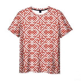 Мужская футболка 3D с принтом Духобор (Обережная Вышивка) в Белгороде, 100% полиэфир | прямой крой, круглый вырез горловины, длина до линии бедер | орнамент | русь | узоры