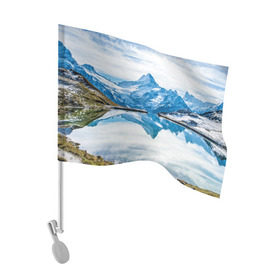 Флаг для автомобиля с принтом Альпы в Белгороде, 100% полиэстер | Размер: 30*21 см | австрия | альпийские горы | альпийский хребет | альпы | германия | горное озеро | горные лыжи | европа | италия | лихтенштейн | пейзаж | природа | словения | сноуборд | франция | швейцария