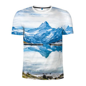 Мужская футболка 3D спортивная с принтом Альпы в Белгороде, 100% полиэстер с улучшенными характеристиками | приталенный силуэт, круглая горловина, широкие плечи, сужается к линии бедра | австрия | альпийские горы | альпийский хребет | альпы | германия | горное озеро | горные лыжи | европа | италия | лихтенштейн | пейзаж | природа | словения | сноуборд | франция | швейцария