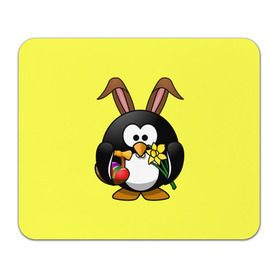 Коврик прямоугольный с принтом Пасхальный пингвин в Белгороде, натуральный каучук | размер 230 х 185 мм; запечатка лицевой стороны | Тематика изображения на принте: весна | кролик | пасха | пингвин | праздники | яйцо
