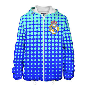 Мужская куртка 3D с принтом Real Madrid в Белгороде, ткань верха — 100% полиэстер, подклад — флис | прямой крой, подол и капюшон оформлены резинкой с фиксаторами, два кармана без застежек по бокам, один большой потайной карман на груди. Карман на груди застегивается на липучку | 