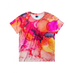 Детская футболка 3D с принтом Весенние краски в Белгороде, 100% гипоаллергенный полиэфир | прямой крой, круглый вырез горловины, длина до линии бедер, чуть спущенное плечо, ткань немного тянется | abstraction | color | spray | tie dye | абстракция | акварель | брызги красок | живопись | искусство | капли капли | краски | текстуры | цветные краски | яркие цвета