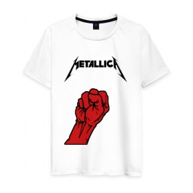 Мужская футболка хлопок с принтом Metallica в Белгороде, 100% хлопок | прямой крой, круглый вырез горловины, длина до линии бедер, слегка спущенное плечо. | 
