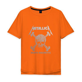 Мужская футболка хлопок Oversize с принтом Metallica, death magnetic в Белгороде, 100% хлопок | свободный крой, круглый ворот, “спинка” длиннее передней части | metallica | джеймс хэтфилд | кирк хэмметт | ларс ульрих | металлика | роберт трухильо | рок группа