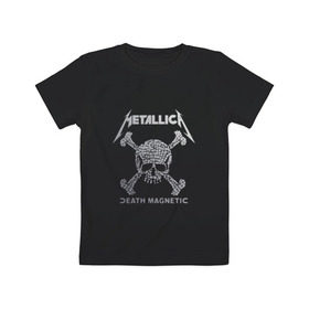 Детская футболка хлопок с принтом Metallica, death magnetic в Белгороде, 100% хлопок | круглый вырез горловины, полуприлегающий силуэт, длина до линии бедер | metallica | джеймс хэтфилд | кирк хэмметт | ларс ульрих | металлика | роберт трухильо | рок группа