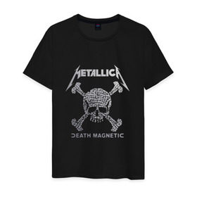 Мужская футболка хлопок с принтом Metallica, death magnetic в Белгороде, 100% хлопок | прямой крой, круглый вырез горловины, длина до линии бедер, слегка спущенное плечо. | metallica | джеймс хэтфилд | кирк хэмметт | ларс ульрих | металлика | роберт трухильо | рок группа