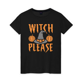 Женская футболка хлопок с принтом Witch Please в Белгороде, 100% хлопок | прямой крой, круглый вырез горловины, длина до линии бедер, слегка спущенное плечо | anime | halloween | little witch academia | magic | sucy manbavaran | witch | академия ведьмочек | аниме | волшебство | магия | хэллоуин