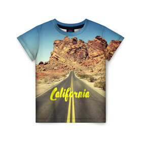 Детская футболка 3D с принтом California collection в Белгороде, 100% гипоаллергенный полиэфир | прямой крой, круглый вырез горловины, длина до линии бедер, чуть спущенное плечо, ткань немного тянется | california | usa | америка | города | дороги | калифорния | природа | страны | сша