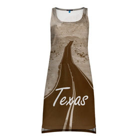 Платье-майка 3D с принтом Техас ретро в Белгороде, 100% полиэстер | полуприлегающий силуэт, широкие бретели, круглый вырез горловины, удлиненный подол сзади. | texas | usa | америка | города | дороги | природа | страны | сша | техас