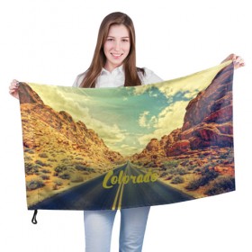 Флаг 3D с принтом Colorado road в Белгороде, 100% полиэстер | плотность ткани — 95 г/м2, размер — 67 х 109 см. Принт наносится с одной стороны | colorado | usa | америка | города | дороги | природа | страны | сша