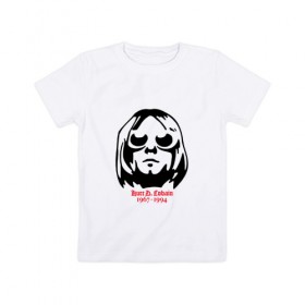 Детская футболка хлопок с принтом Kurt D. Cobain в Белгороде, 100% хлопок | круглый вырез горловины, полуприлегающий силуэт, длина до линии бедер | Тематика изображения на принте: 