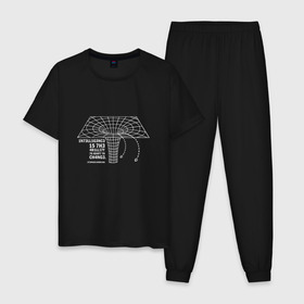Мужская пижама хлопок с принтом Black hole в Белгороде, 100% хлопок | брюки и футболка прямого кроя, без карманов, на брюках мягкая резинка на поясе и по низу штанин
 | stephen hawking | наука | стивен хокинг | ученый | физика | черная дыра