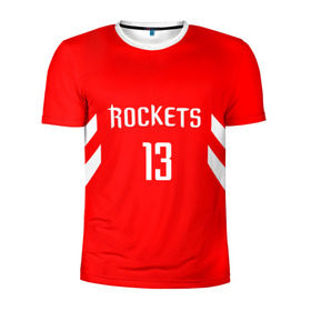 Мужская футболка 3D спортивная с принтом James Harden #13 в Белгороде, 100% полиэстер с улучшенными характеристиками | приталенный силуэт, круглая горловина, широкие плечи, сужается к линии бедра | Тематика изображения на принте: hurden | nba | rockets | баскетбол | нба | харден | хьюстон рокетс
