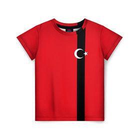 Детская футболка 3D с принтом Турция лента в Белгороде, 100% гипоаллергенный полиэфир | прямой крой, круглый вырез горловины, длина до линии бедер, чуть спущенное плечо, ткань немного тянется | tr | tur | анкара | герб | государство | знак | надпись | патриот | полосы | республика | символ | стамбул | страна | турецкая | турецкий | турки | турок | турция | турчанка | флаг | флага | цвета