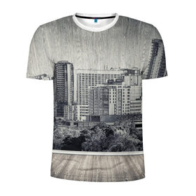 Мужская футболка 3D спортивная с принтом Город в стиле ретро в Белгороде, 100% полиэстер с улучшенными характеристиками | приталенный силуэт, круглая горловина, широкие плечи, сужается к линии бедра | Тематика изображения на принте: 