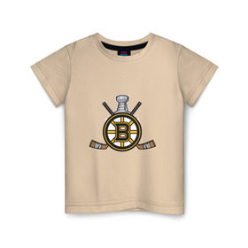 Детская футболка хлопок с принтом boston bruins в Белгороде, 100% хлопок | круглый вырез горловины, полуприлегающий силуэт, длина до линии бедер | boston bruins | nhl | бостон брюинс | нхл | хоккей