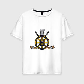 Женская футболка хлопок Oversize с принтом boston bruins в Белгороде, 100% хлопок | свободный крой, круглый ворот, спущенный рукав, длина до линии бедер
 | boston bruins | nhl | бостон брюинс | нхл | хоккей