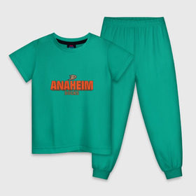 Детская пижама хлопок с принтом Анахайм Дакс в Белгороде, 100% хлопок |  брюки и футболка прямого кроя, без карманов, на брюках мягкая резинка на поясе и по низу штанин
 | anaheim ducks | nhl | нхл | хоккей