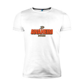 Мужская футболка премиум с принтом Анахайм Дакс в Белгороде, 92% хлопок, 8% лайкра | приталенный силуэт, круглый вырез ворота, длина до линии бедра, короткий рукав | anaheim ducks | nhl | нхл | хоккей