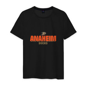 Мужская футболка хлопок с принтом Анахайм Дакс в Белгороде, 100% хлопок | прямой крой, круглый вырез горловины, длина до линии бедер, слегка спущенное плечо. | anaheim ducks | nhl | нхл | хоккей