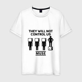 Мужская футболка хлопок с принтом They will not control us, Muse в Белгороде, 100% хлопок | прямой крой, круглый вырез горловины, длина до линии бедер, слегка спущенное плечо. | muse | альтернативный | группа | доминик ховард | крис уолстенхолм | мосе | моус | моусе | муз | муза | музе | музыка | мусе | мэттью беллами | прогрессивный | рок | симфонический | спейс | спейсрок