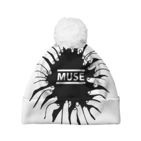 Шапка 3D c помпоном с принтом Muse в Белгороде, 100% полиэстер | универсальный размер, печать по всей поверхности изделия | 