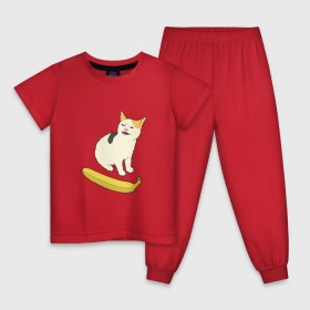 Детская пижама хлопок с принтом Cat no banana в Белгороде, 100% хлопок |  брюки и футболка прямого кроя, без карманов, на брюках мягкая резинка на поясе и по низу штанин
 | Тематика изображения на принте: angry cat | banana | cat | no banana
